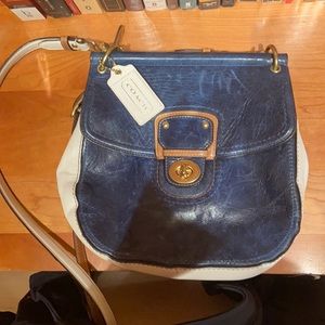 Vintage blue and white coach purse